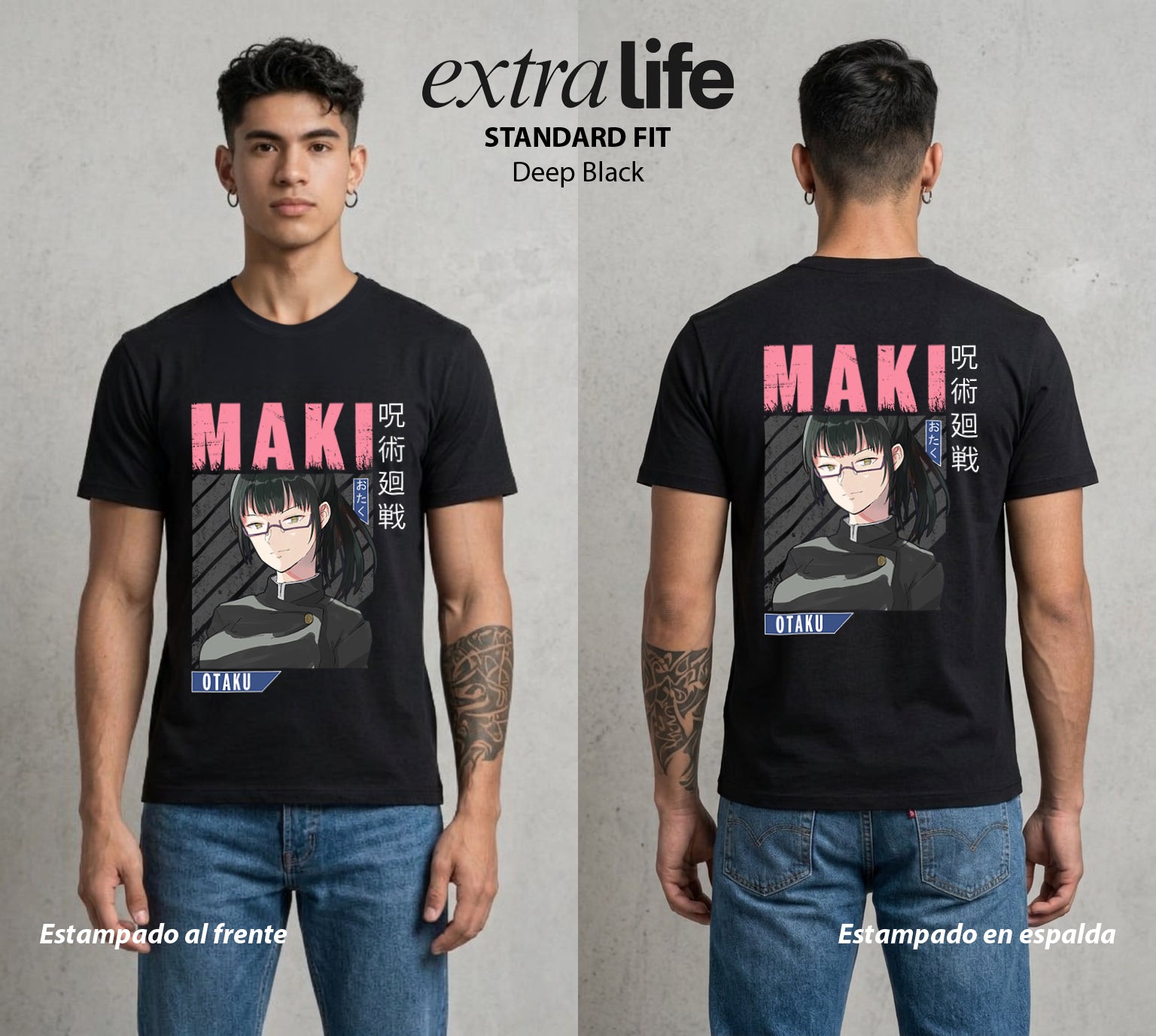 El Arte de las Maldiciones | Lanza y Voluntad #02193 - Playera Standard Fit | Deep Black - Foto en modelo