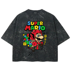 Playera streetwear premium de anime y gaming ExtraLife MX, corte boxy deluxe mineral wash heavyweight en color Acid Wash, moda urbana mexicana de culto.