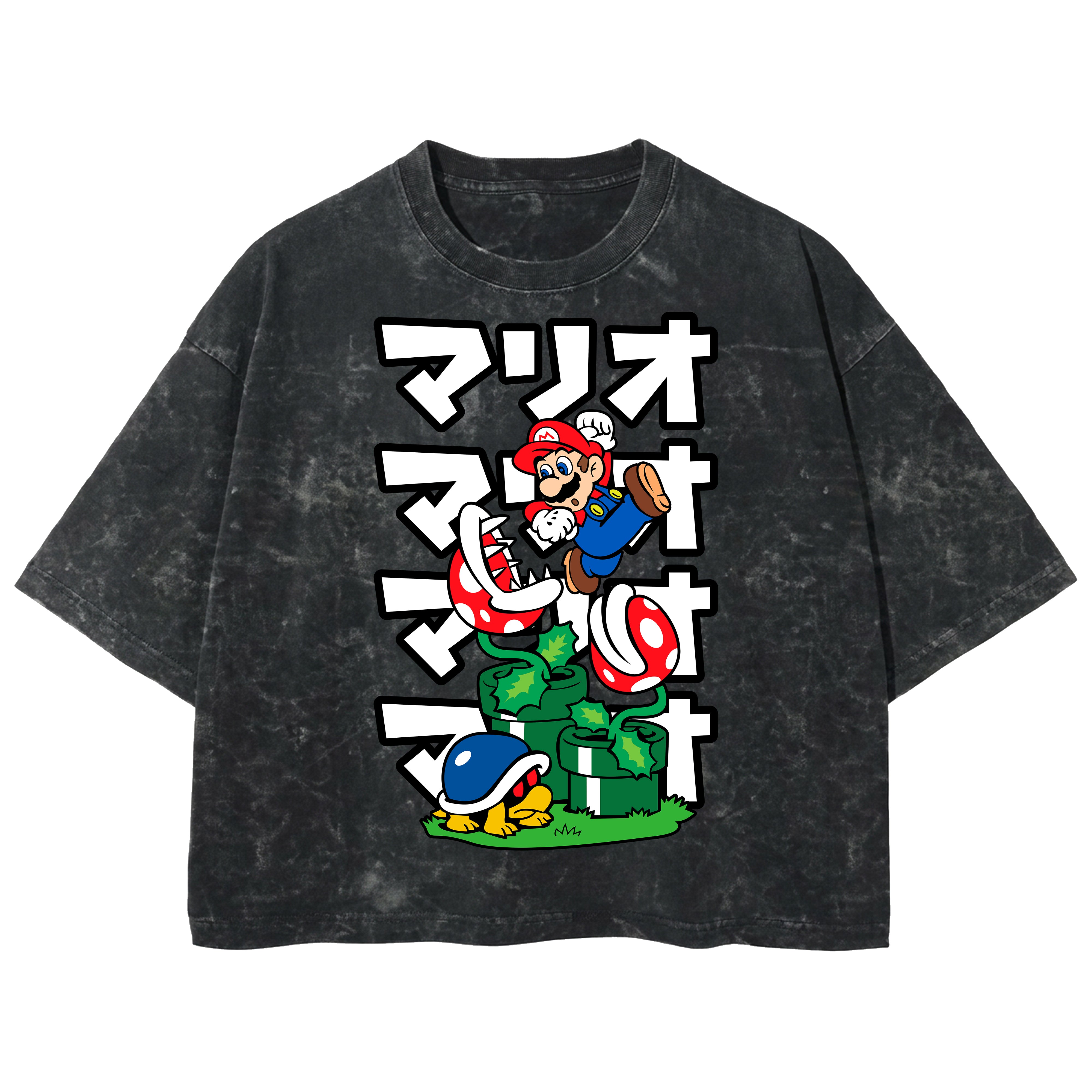 Playera streetwear premium de anime y gaming ExtraLife MX, corte boxy deluxe mineral wash heavyweight en color Acid Wash, moda urbana mexicana de culto.