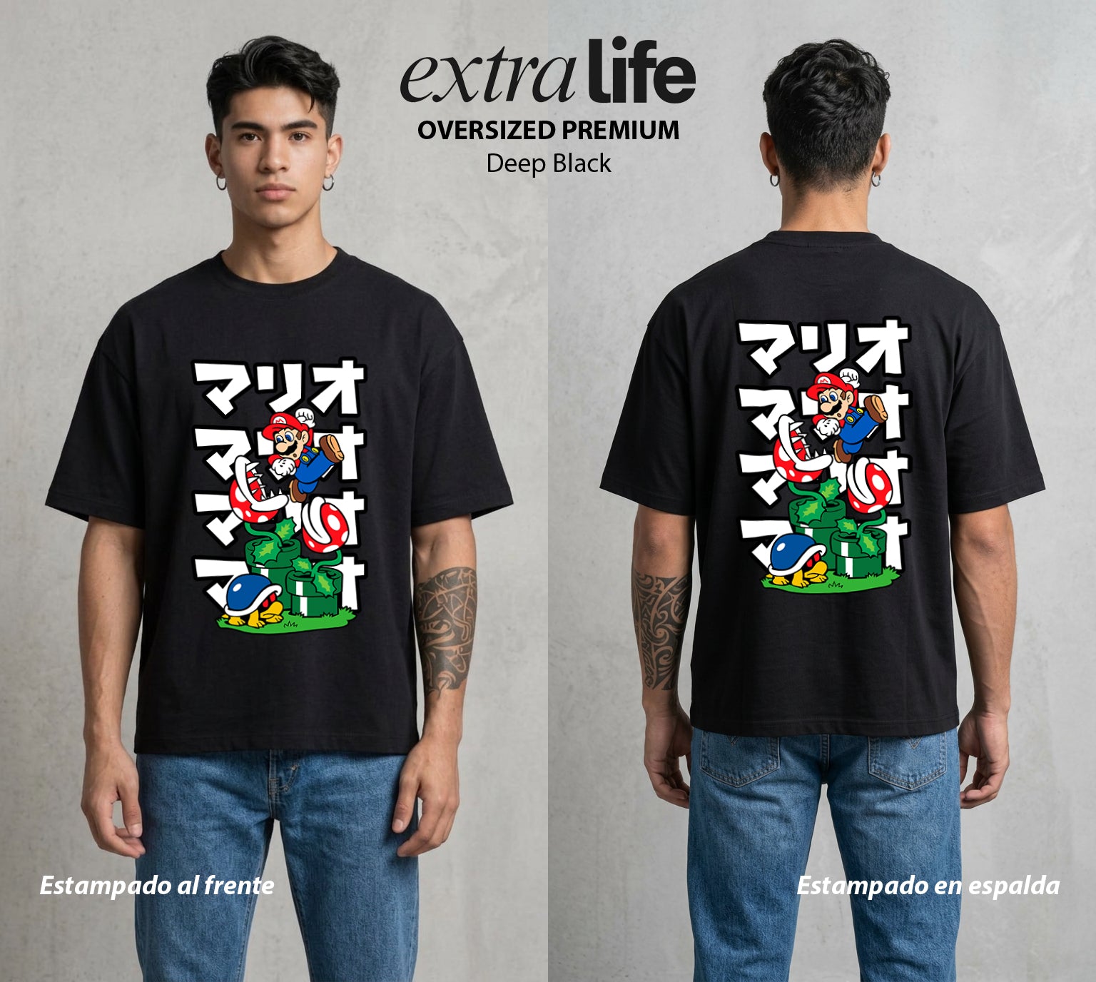 El Reino del Fontanero | El Explorador del Reino #02205 - Playera Oversized Premium | Deep Black - Foto en modelo