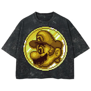 Playera streetwear premium de anime y gaming ExtraLife MX, corte boxy deluxe mineral wash heavyweight en color Acid Wash, moda urbana mexicana de culto.