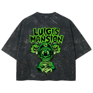 Playera streetwear premium de anime y gaming ExtraLife MX, corte boxy deluxe mineral wash heavyweight en color Acid Wash, moda urbana mexicana de culto.