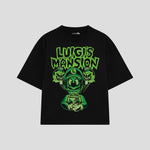 Playera streetwear premium de anime y gaming ExtraLife MX, corte oversized drop shoulder ligero y fresco en color Deep Black y Off-White, moda urbana mexicana de culto.