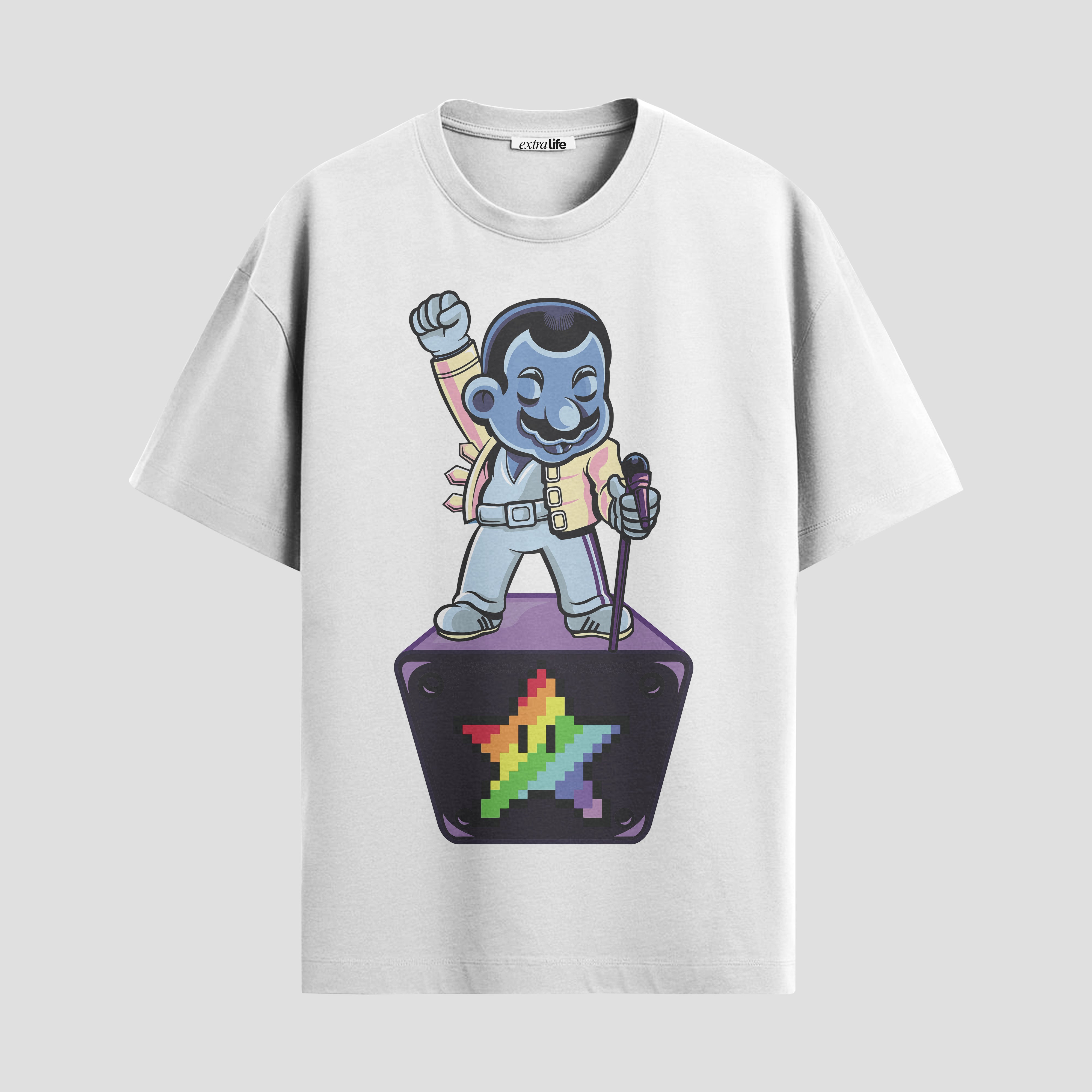 Playera urbana de anime y gaming ExtraLife MX, corte Standard Fit unisex ligero y transpirable en color Deep Black y Pure White, ropa de uso diario para gym y casual.