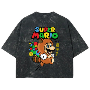 Playera streetwear premium de anime y gaming ExtraLife MX, corte boxy deluxe mineral wash heavyweight en color Acid Wash, moda urbana mexicana de culto.