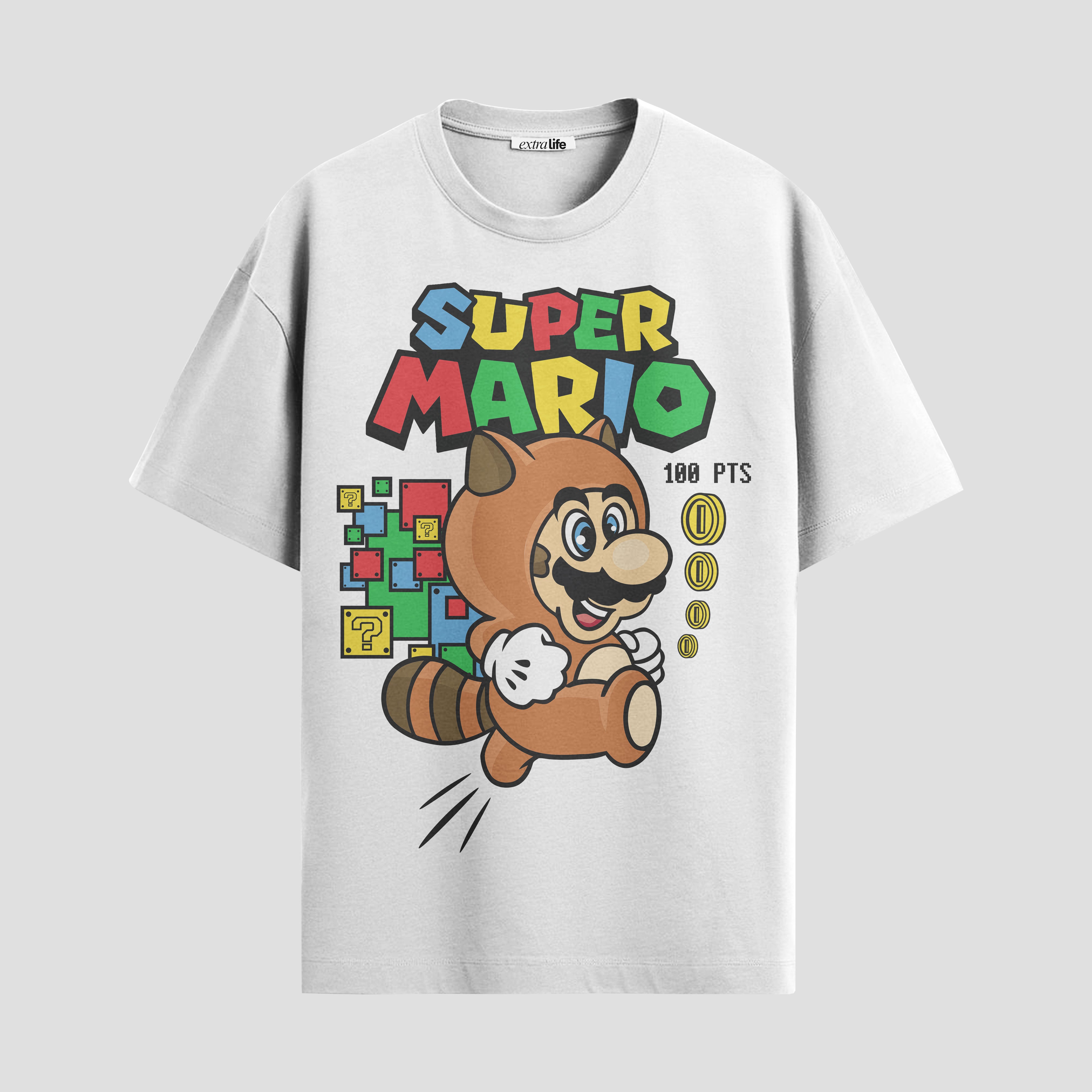 Playera urbana de anime y gaming ExtraLife MX, corte Standard Fit unisex ligero y transpirable en color Deep Black y Pure White, ropa de uso diario para gym y casual.