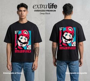 El Reino del Fontanero | El Campeon del Hongo #02213 - Playera Oversized Premium | Deep Black - Foto en modelo