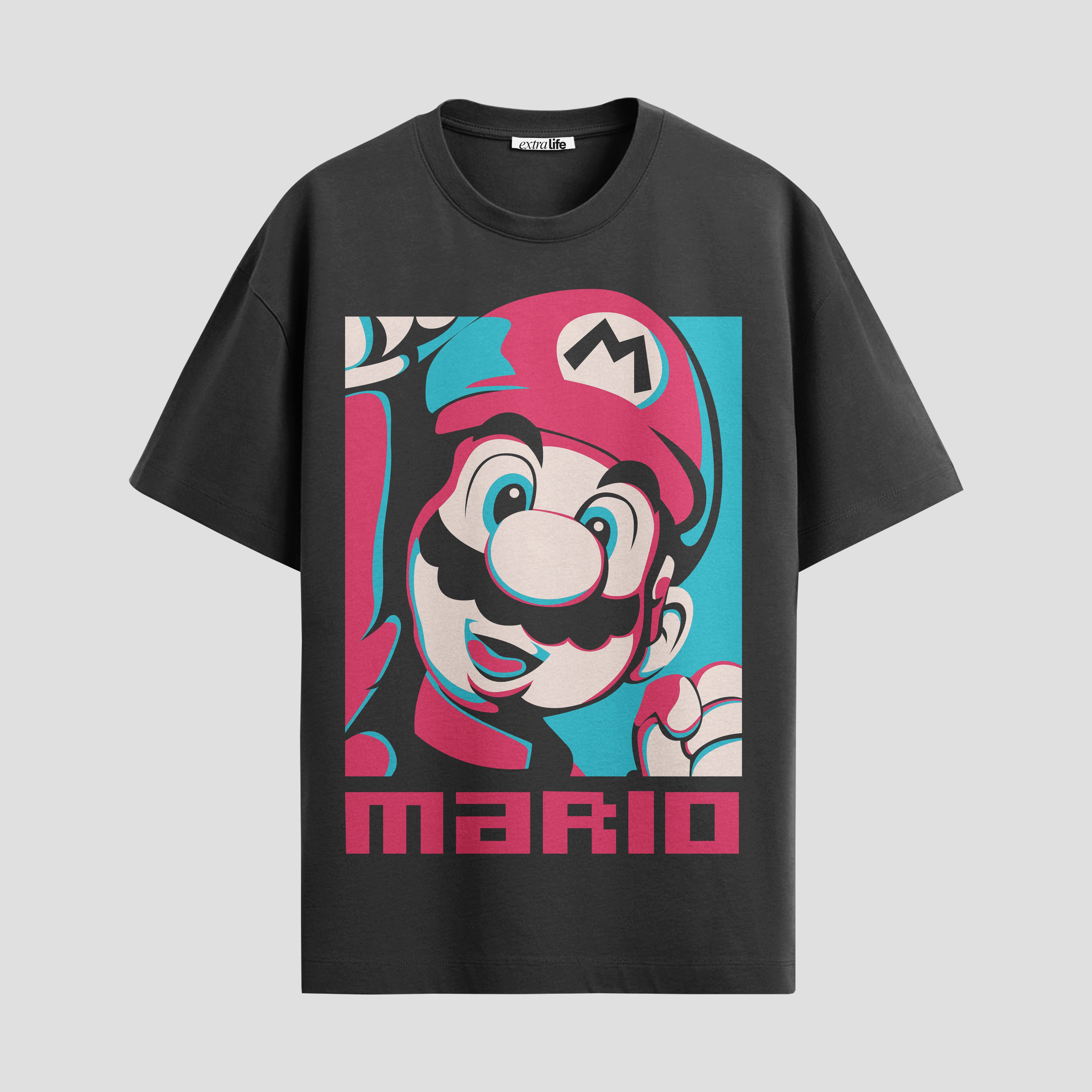 Playera urbana de anime y gaming ExtraLife MX, corte Standard Fit unisex ligero y transpirable en color Deep Black y Pure White, ropa de uso diario para gym y casual.