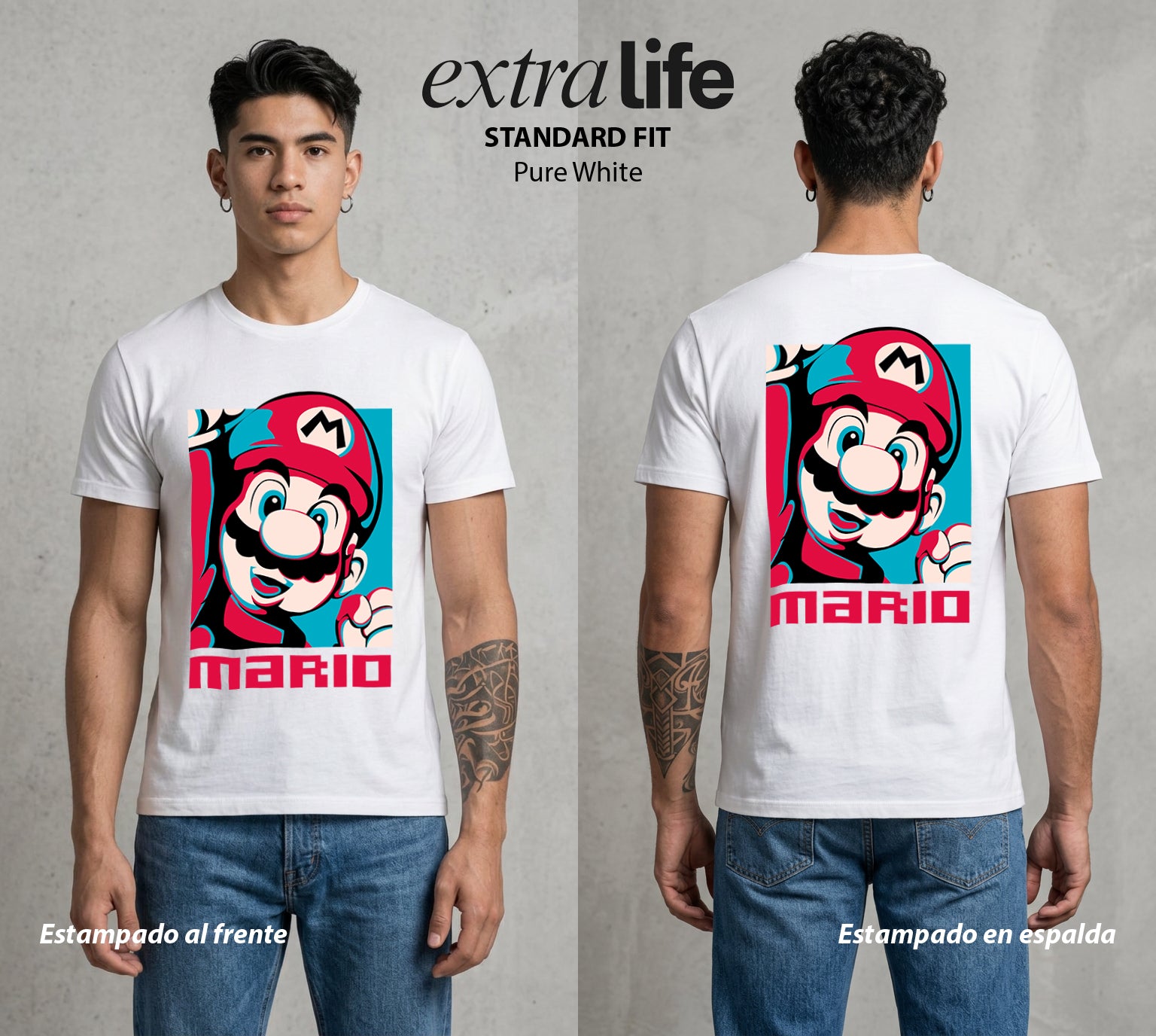 El Reino del Fontanero | El Campeon del Hongo #02213 - Playera Standard Fit | Pure White - Foto en modelo