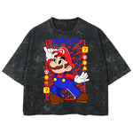 Playera streetwear premium de anime y gaming ExtraLife MX, corte boxy deluxe mineral wash heavyweight en color Acid Wash, moda urbana mexicana de culto.