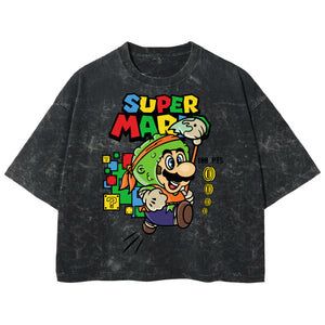 Playera streetwear premium de anime y gaming ExtraLife MX, corte boxy deluxe mineral wash heavyweight en color Acid Wash, moda urbana mexicana de culto.
