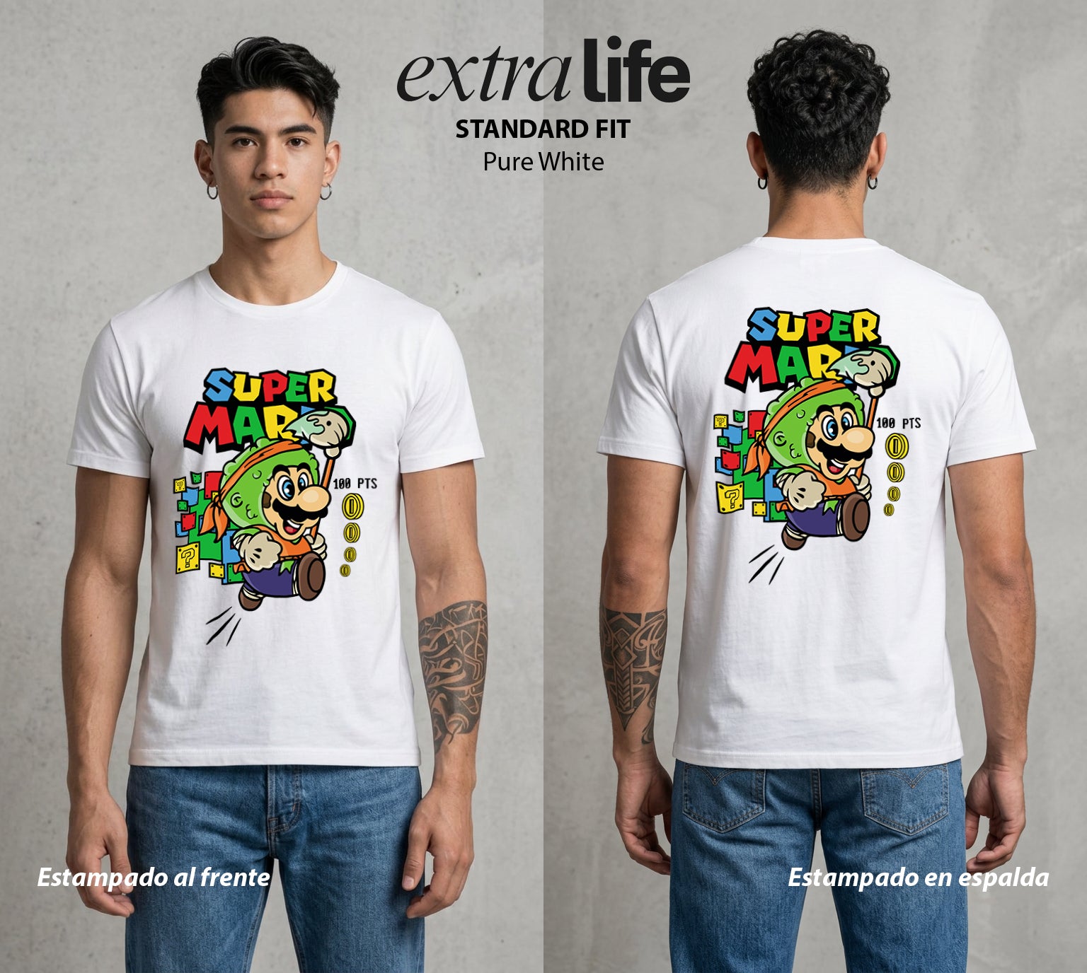 El Reino del Fontanero | El Fontanero Estelar #02215 - Playera Standard Fit | Pure White - Foto en modelo