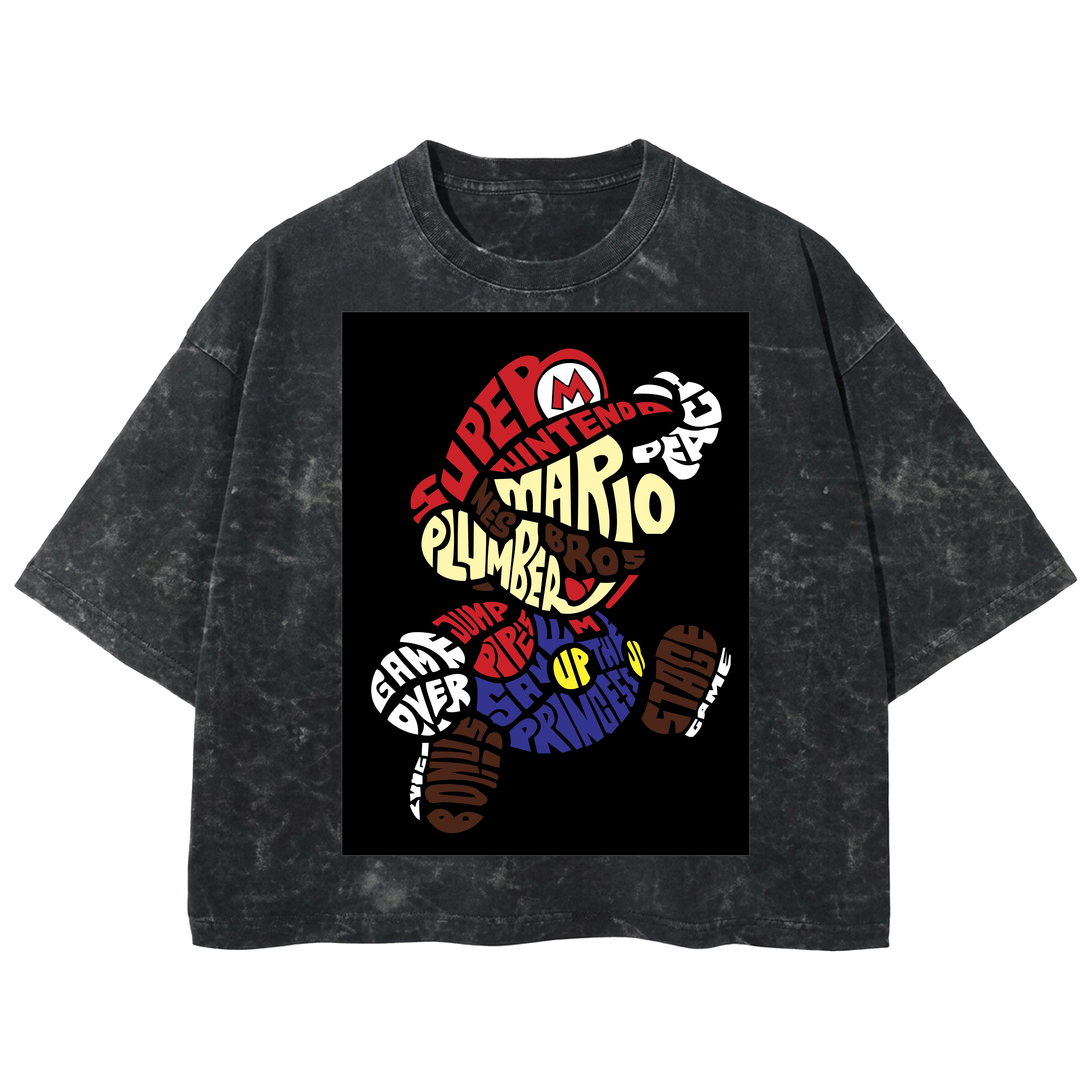 Playera streetwear premium de anime y gaming ExtraLife MX, corte boxy deluxe mineral wash heavyweight en color Acid Wash, moda urbana mexicana de culto.