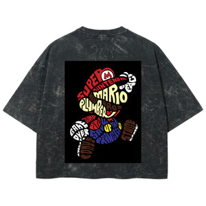 Playera streetwear premium de anime y gaming ExtraLife MX, corte boxy deluxe mineral wash heavyweight en color Acid Wash, moda urbana mexicana de culto.