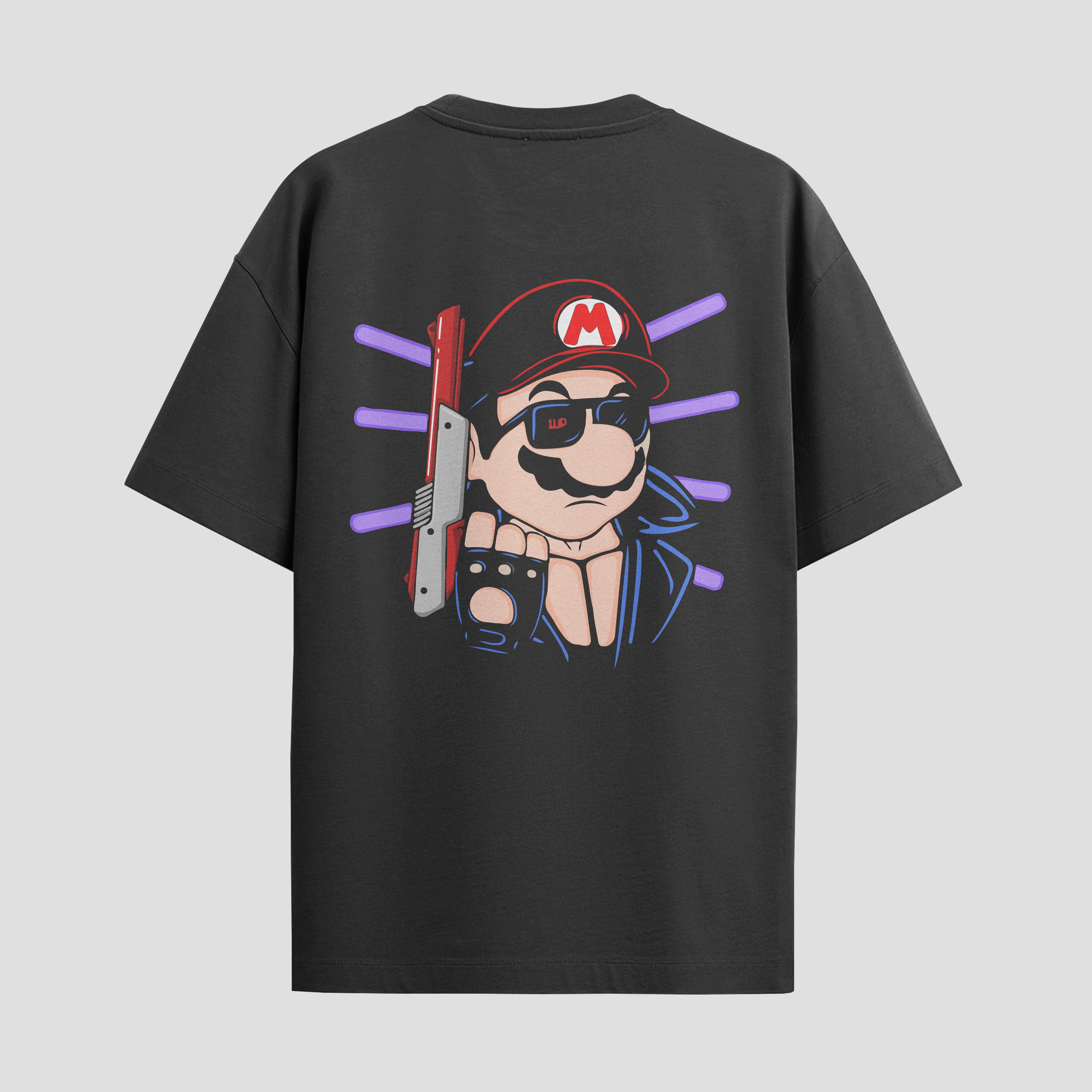 Playera urbana de anime y gaming ExtraLife MX, corte Standard Fit unisex ligero y transpirable en color Deep Black y Pure White, ropa de uso diario para gym y casual.