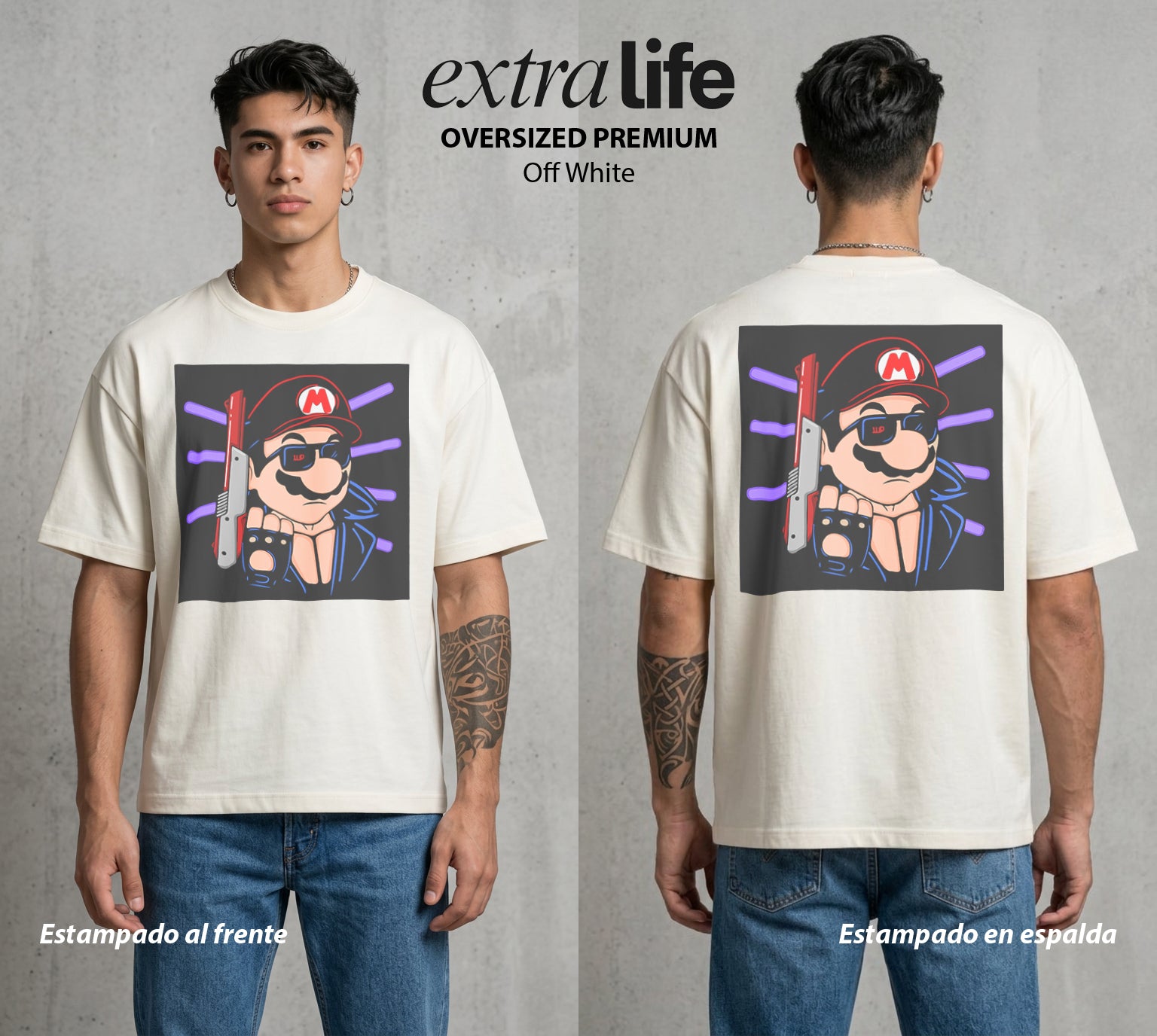 El Reino del Fontanero | El Explorador del Reino #02219 - Playera Oversized Premium | Off White - Foto en modelo