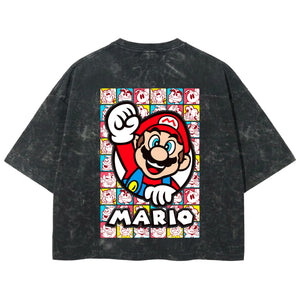 Playera streetwear premium de anime y gaming ExtraLife MX, corte boxy deluxe mineral wash heavyweight en color Acid Wash, moda urbana mexicana de culto.
