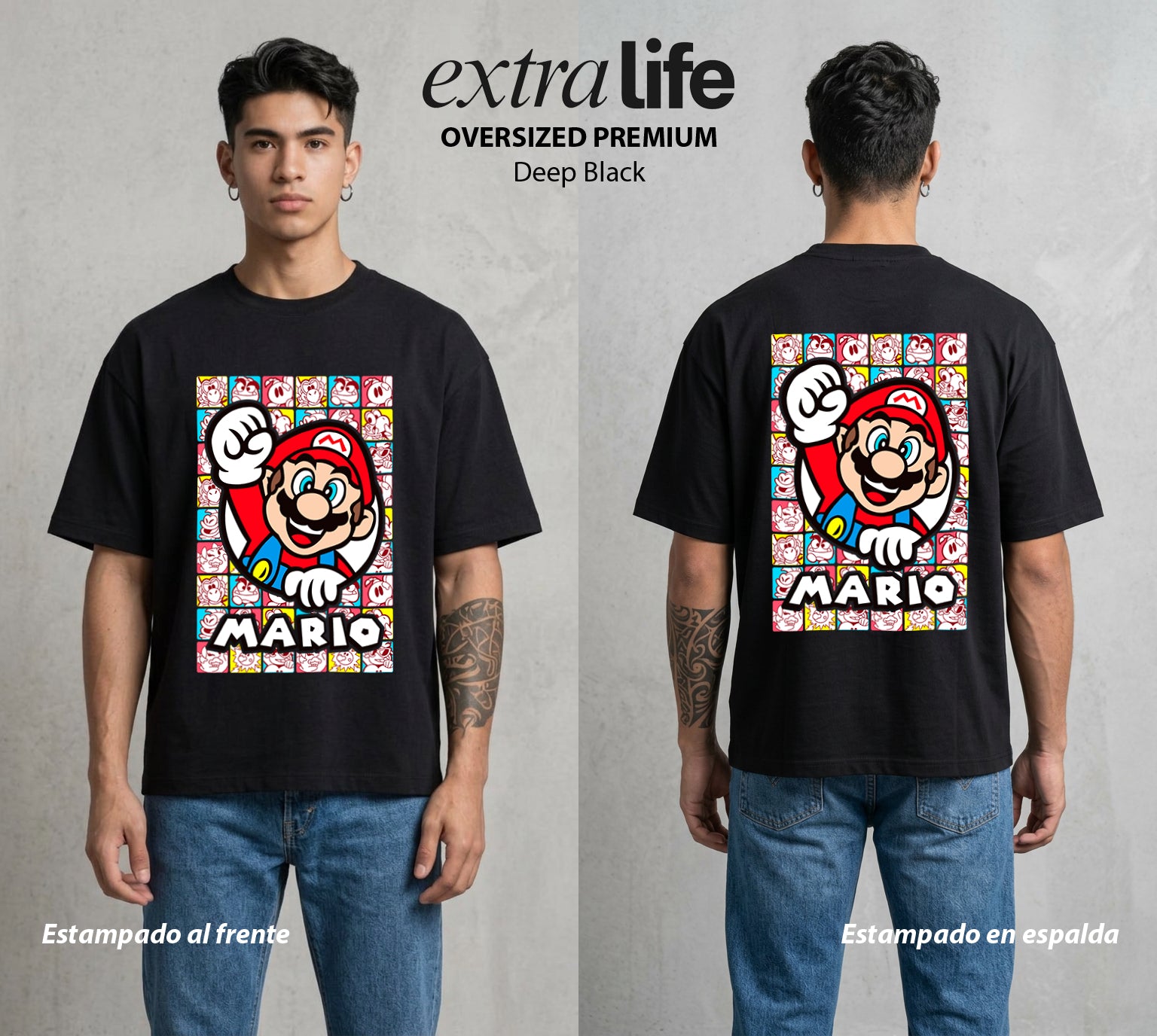 El Reino del Fontanero | El Fontanero Estelar #02222 - Playera Oversized Premium | Deep Black - Foto en modelo
