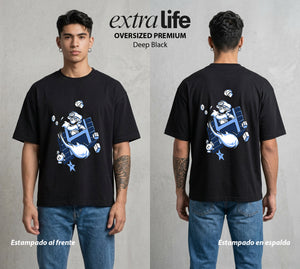 El Reino del Fontanero | El Saltador del Reino #02224 - Playera Oversized Premium | Deep Black - Foto en modelo