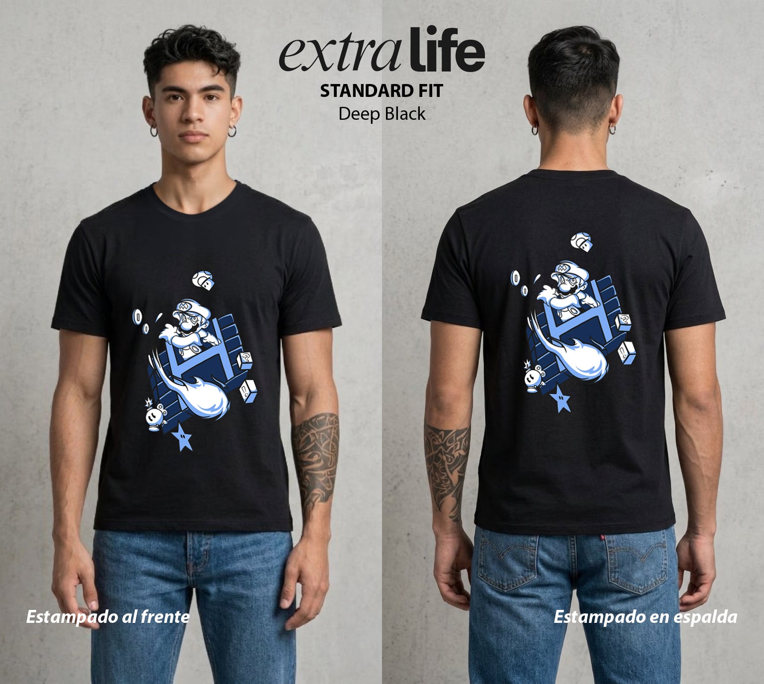 El Reino del Fontanero | El Saltador del Reino #02224 - Playera Standard Fit | Deep Black - Foto en modelo