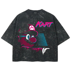 Playera streetwear premium de anime y gaming ExtraLife MX, corte boxy deluxe mineral wash heavyweight en color Acid Wash, moda urbana mexicana de culto.
