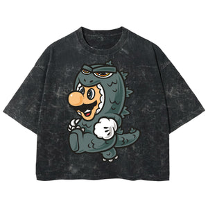 Playera streetwear premium de anime y gaming ExtraLife MX, corte boxy deluxe mineral wash heavyweight en color Acid Wash, moda urbana mexicana de culto.