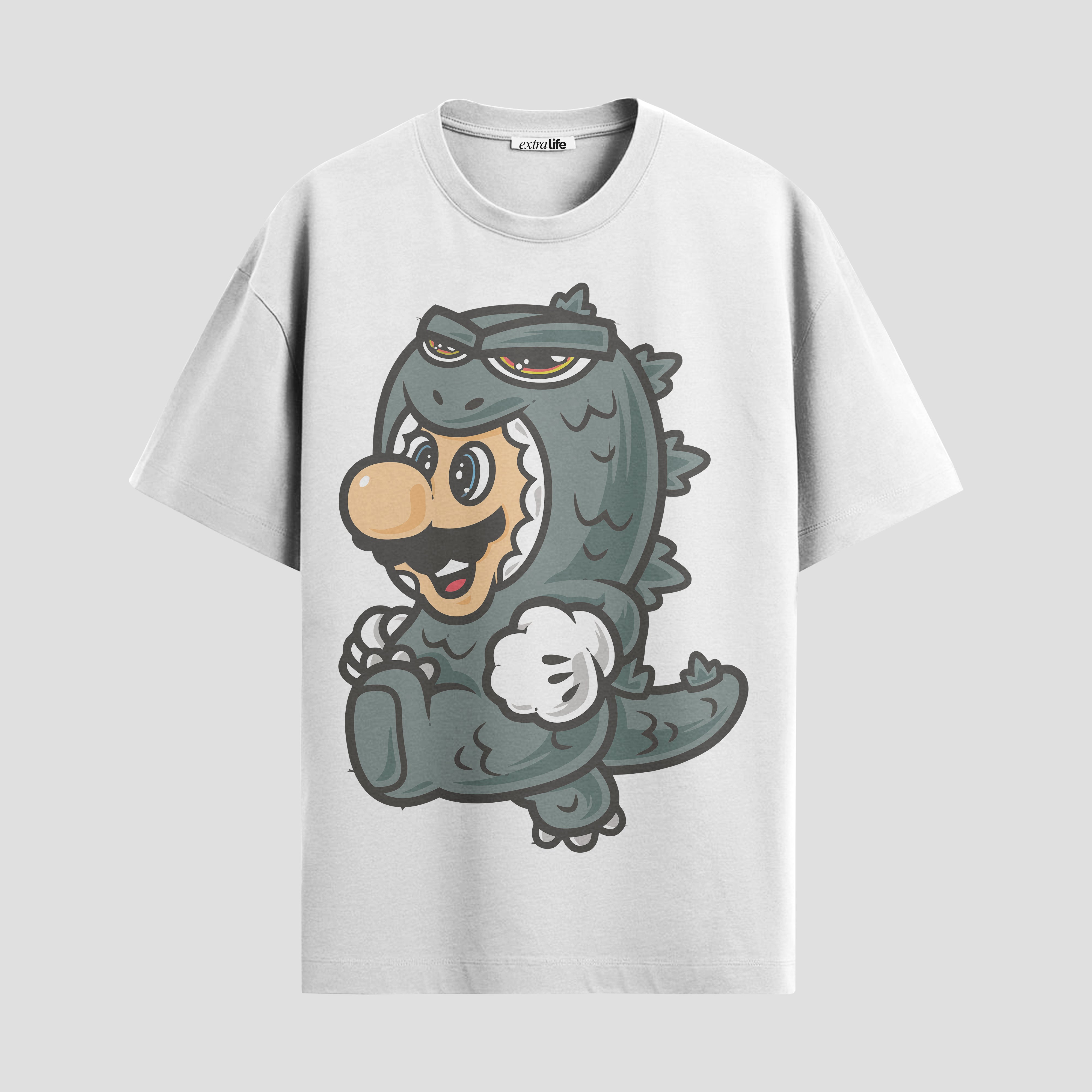 Playera urbana de anime y gaming ExtraLife MX, corte Standard Fit unisex ligero y transpirable en color Deep Black y Pure White, ropa de uso diario para gym y casual.