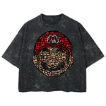 Playera streetwear premium de anime y gaming ExtraLife MX, corte boxy deluxe mineral wash heavyweight en color Acid Wash, moda urbana mexicana de culto.