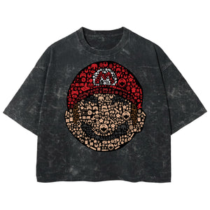 Playera streetwear premium de anime y gaming ExtraLife MX, corte boxy deluxe mineral wash heavyweight en color Acid Wash, moda urbana mexicana de culto.