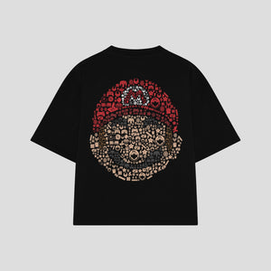 Playera streetwear premium de anime y gaming ExtraLife MX, corte oversized drop shoulder ligero y fresco en color Deep Black y Off-White, moda urbana mexicana de culto.