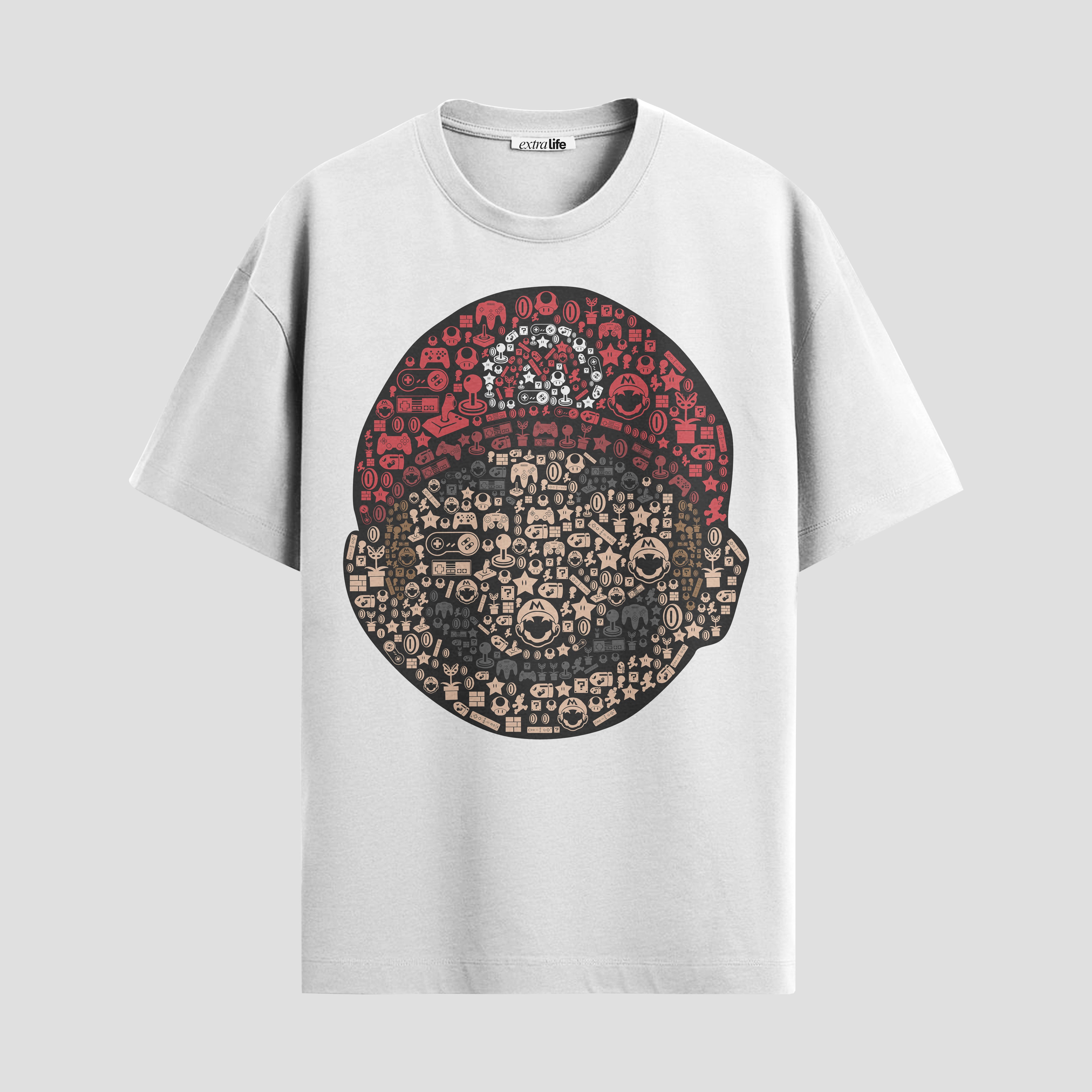 Playera urbana de anime y gaming ExtraLife MX, corte Standard Fit unisex ligero y transpirable en color Deep Black y Pure White, ropa de uso diario para gym y casual.