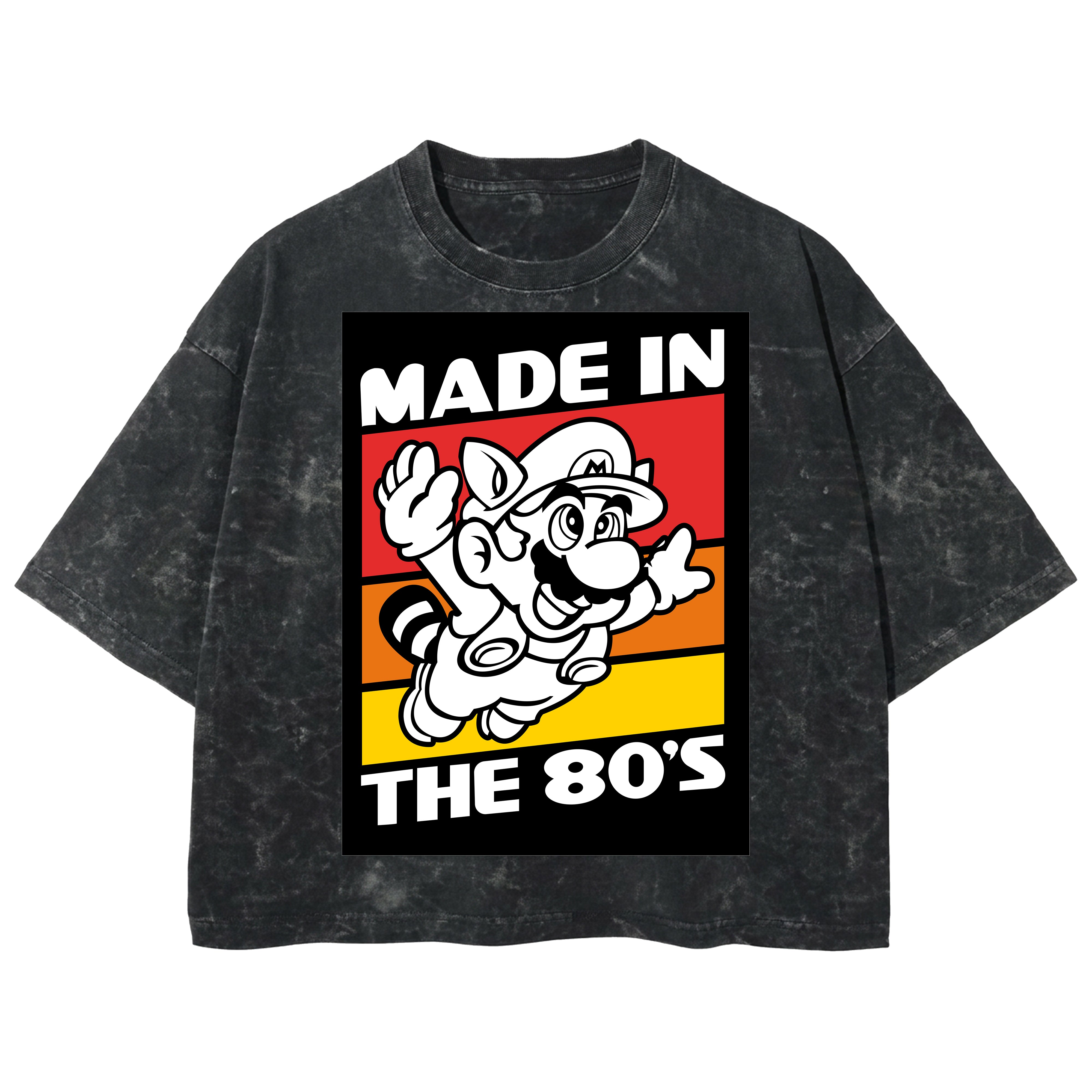 Playera streetwear premium de anime y gaming ExtraLife MX, corte boxy deluxe mineral wash heavyweight en color Acid Wash, moda urbana mexicana de culto.
