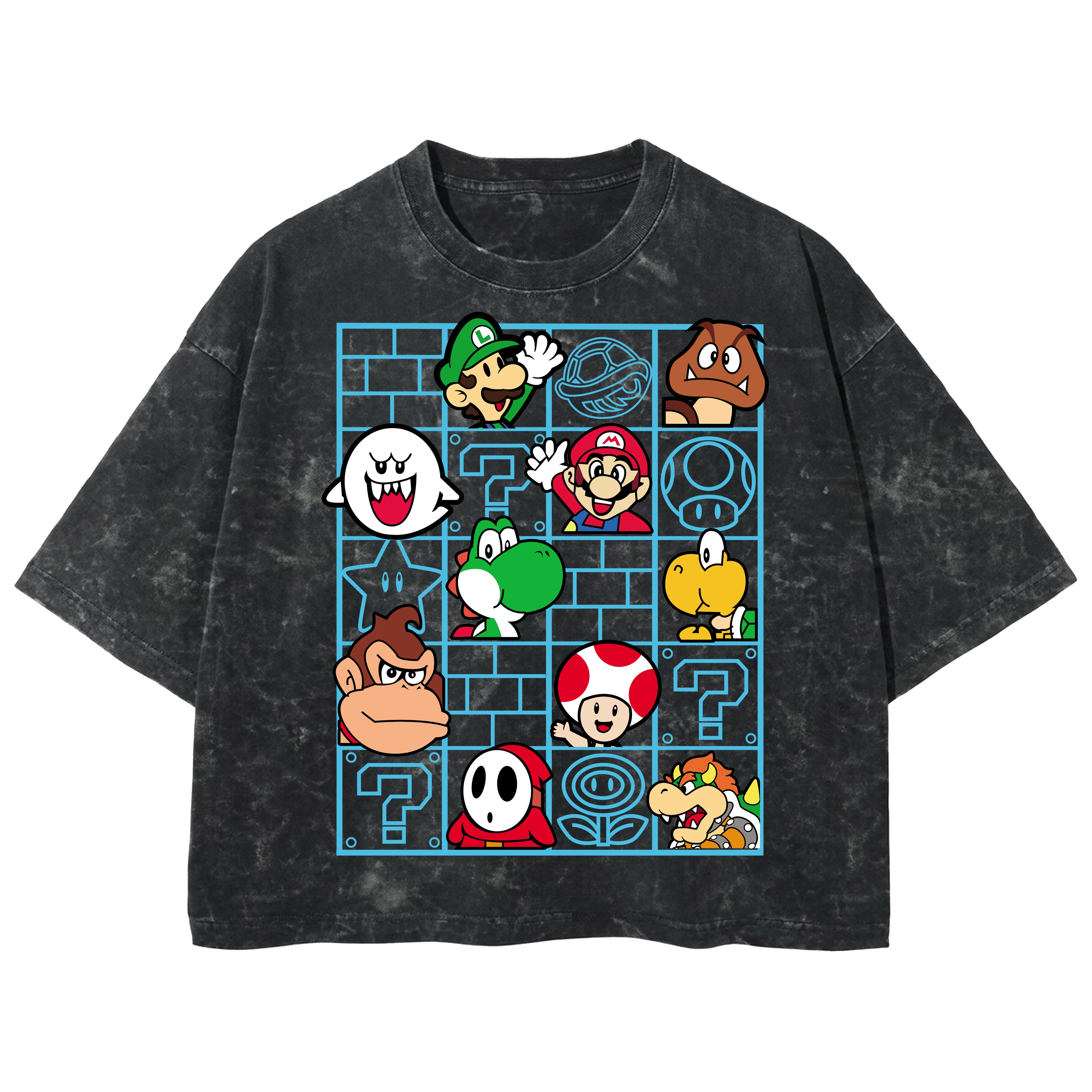 Playera streetwear premium de anime y gaming ExtraLife MX, corte boxy deluxe mineral wash heavyweight en color Acid Wash, moda urbana mexicana de culto.
