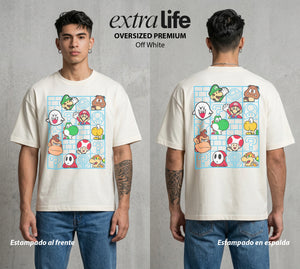 El Reino del Fontanero | El Campeon del Hongo #02234 - Playera Oversized Premium | Off White - Foto en modelo