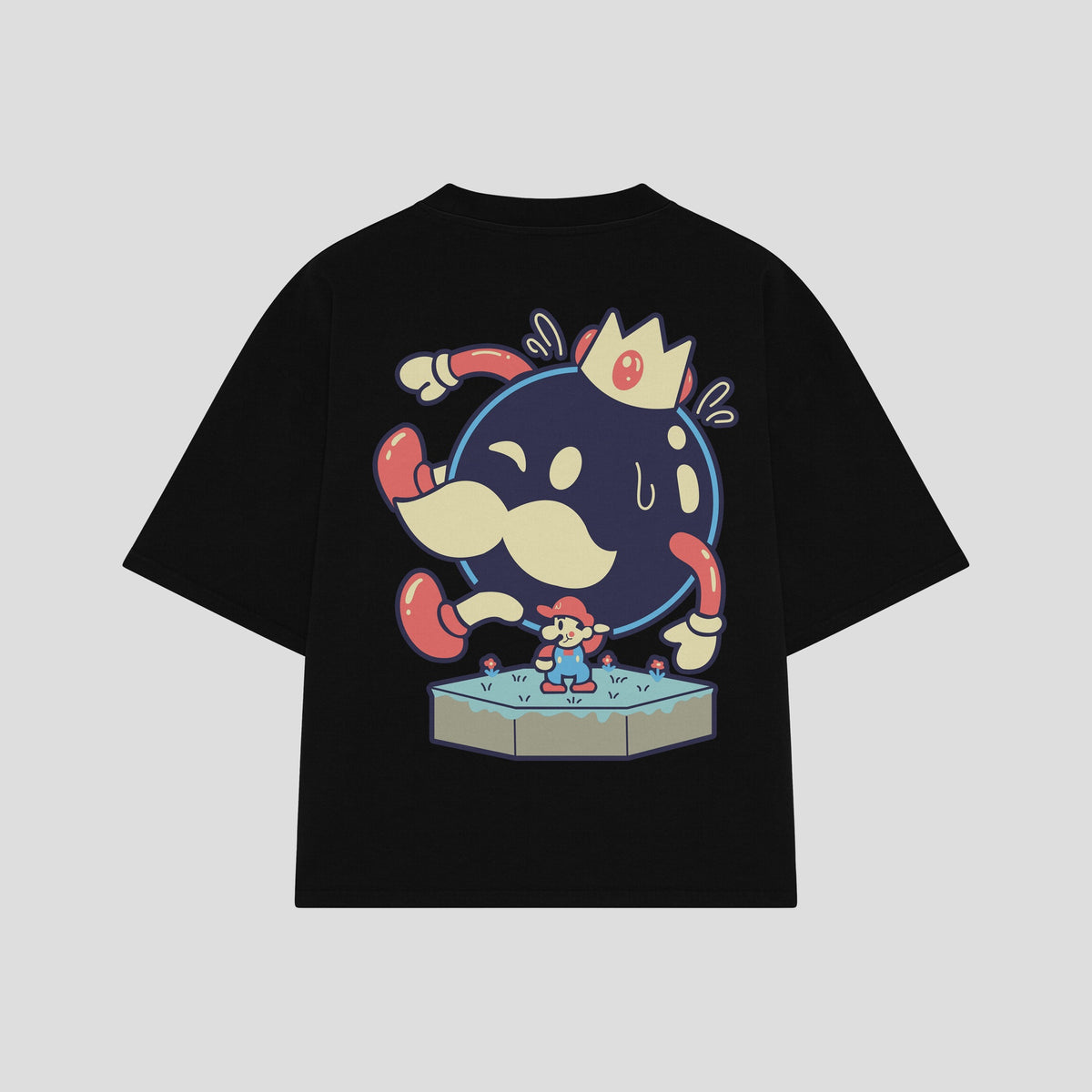 Playera streetwear premium de anime y gaming ExtraLife MX, corte oversized drop shoulder ligero y fresco en color Deep Black y Off-White, moda urbana mexicana de culto.