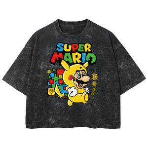 Playera streetwear premium de anime y gaming ExtraLife MX, corte boxy deluxe mineral wash heavyweight en color Acid Wash, moda urbana mexicana de culto.
