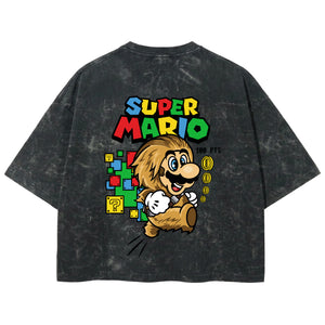 Playera streetwear premium de anime y gaming ExtraLife MX, corte boxy deluxe mineral wash heavyweight en color Acid Wash, moda urbana mexicana de culto.