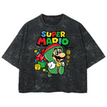 Playera streetwear premium de anime y gaming ExtraLife MX, corte boxy deluxe mineral wash heavyweight en color Acid Wash, moda urbana mexicana de culto.