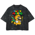 Playera streetwear premium de anime y gaming ExtraLife MX, corte boxy deluxe mineral wash heavyweight en color Acid Wash, moda urbana mexicana de culto.