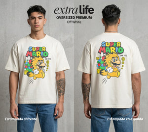 El Reino del Fontanero | El Campeon del Hongo #02241 - Playera Oversized Premium | Off White - Foto en modelo