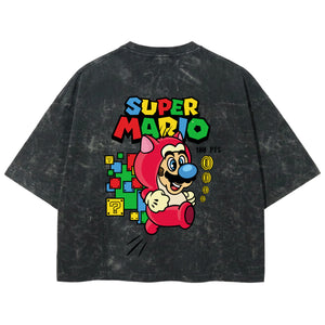 Playera streetwear premium de anime y gaming ExtraLife MX, corte boxy deluxe mineral wash heavyweight en color Acid Wash, moda urbana mexicana de culto.
