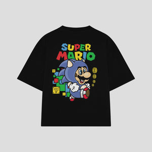 Playera streetwear premium de anime y gaming ExtraLife MX, corte oversized drop shoulder ligero y fresco en color Deep Black y Off-White, moda urbana mexicana de culto.