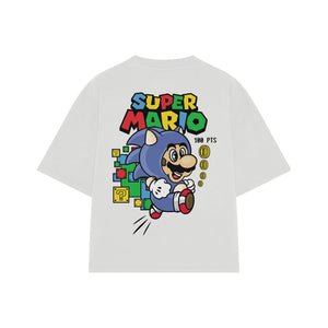 Playera streetwear premium de anime y gaming ExtraLife MX, corte oversized drop shoulder ligero y fresco en color Deep Black y Off-White, moda urbana mexicana de culto.