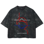 Playera streetwear premium de anime y gaming ExtraLife MX, corte boxy deluxe mineral wash heavyweight en color Acid Wash, moda urbana mexicana de culto.