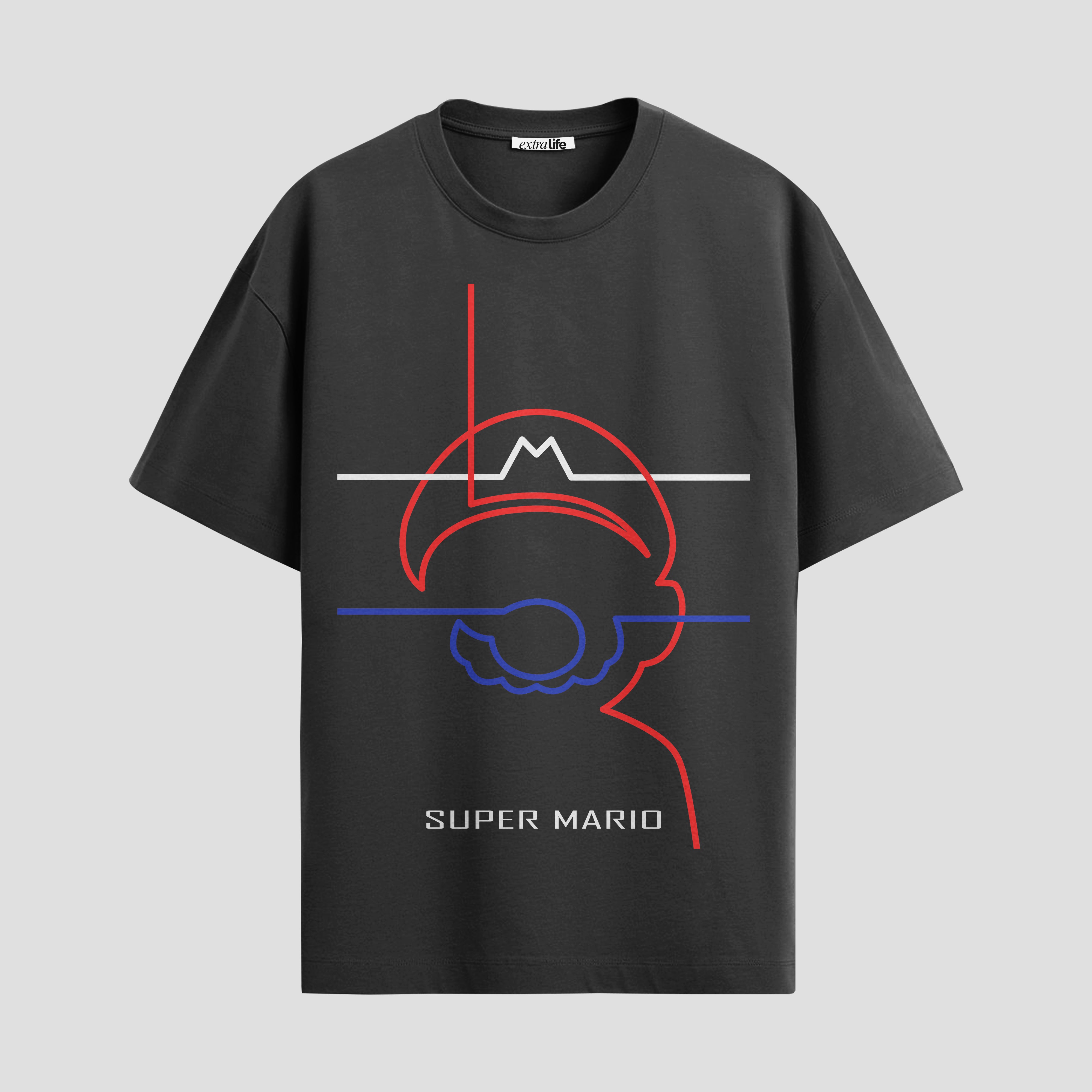 Playera urbana de anime y gaming ExtraLife MX, corte Standard Fit unisex ligero y transpirable en color Deep Black y Pure White, ropa de uso diario para gym y casual.