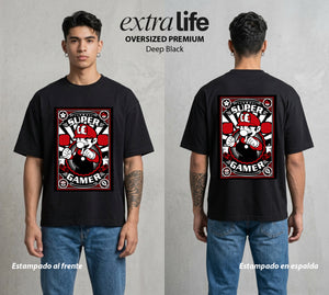 El Reino del Fontanero | El Saltador del Reino #02245 - Playera Oversized Premium | Deep Black - Foto en modelo