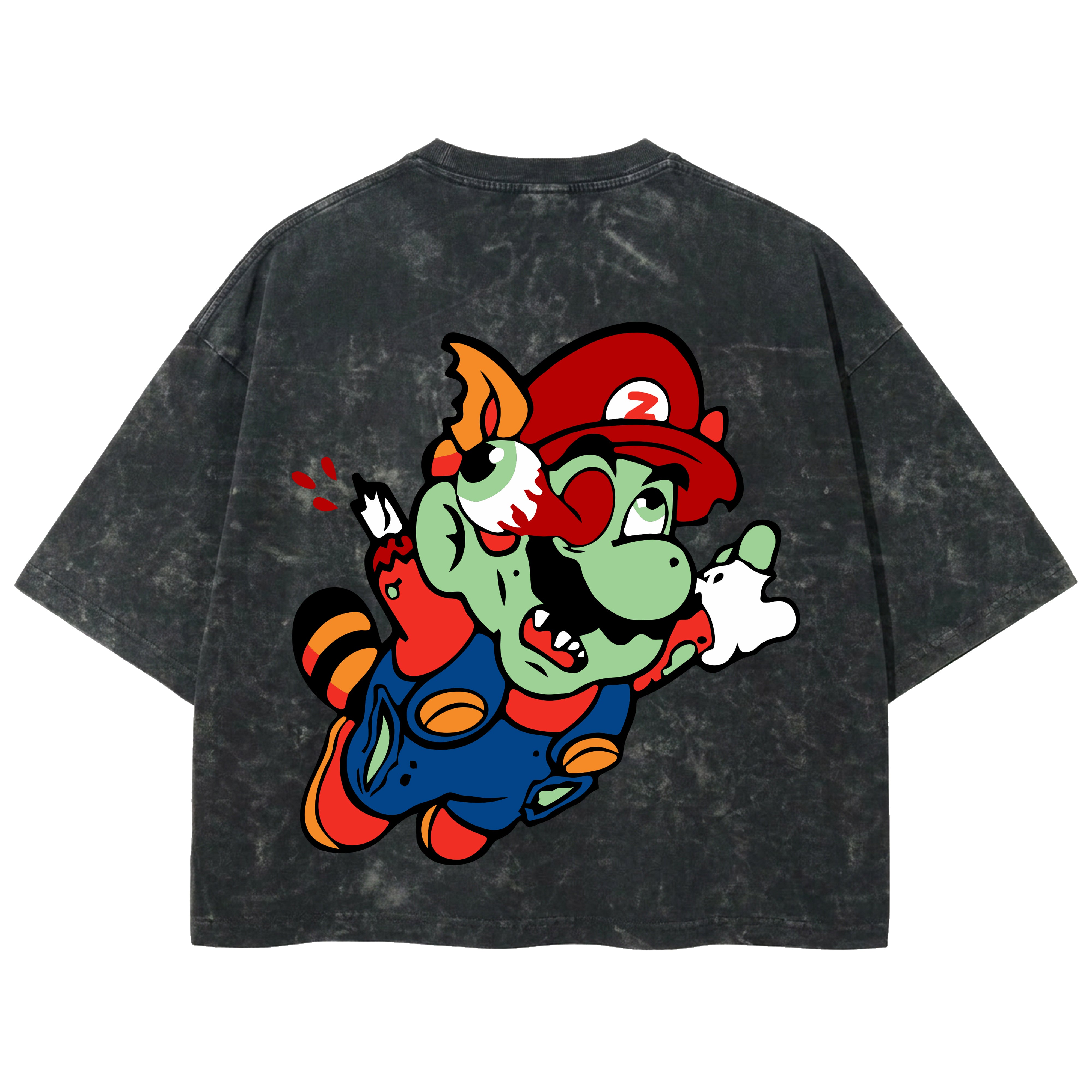 Playera streetwear premium de anime y gaming ExtraLife MX, corte boxy deluxe mineral wash heavyweight en color Acid Wash, moda urbana mexicana de culto.