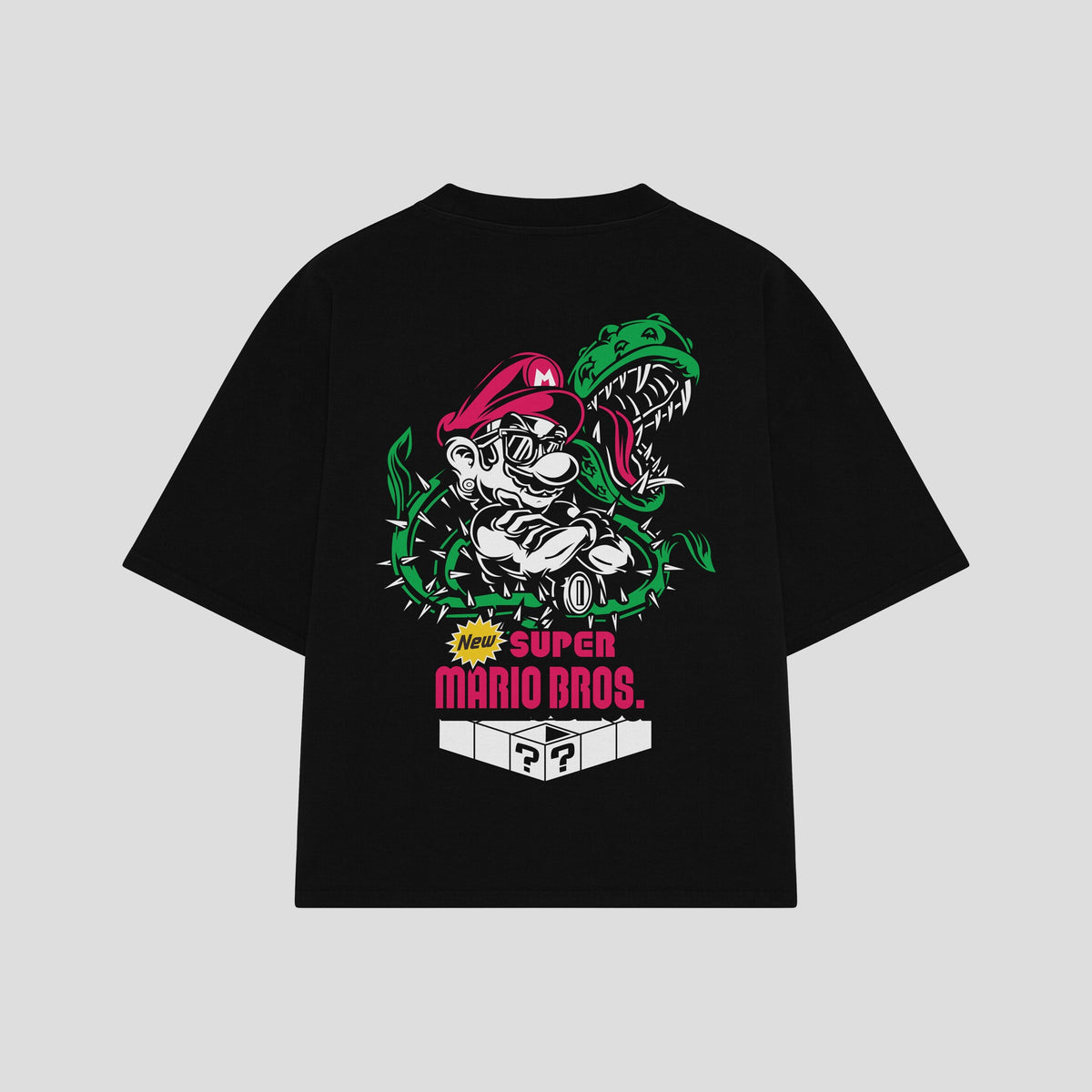 Playera streetwear premium de anime y gaming ExtraLife MX, corte oversized drop shoulder ligero y fresco en color Deep Black y Off-White, moda urbana mexicana de culto.