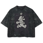 Playera streetwear premium de anime y gaming ExtraLife MX, corte boxy deluxe mineral wash heavyweight en color Acid Wash, moda urbana mexicana de culto.