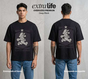 El Reino del Fontanero | El Fontanero Estelar #02251 - Playera Oversized Premium | Deep Black - Foto en modelo